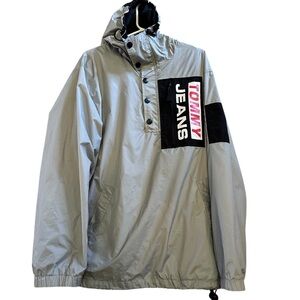 Rare Vintage Tommy Jeans Spell Out Pullover Windbreaker Jacket mens size Large